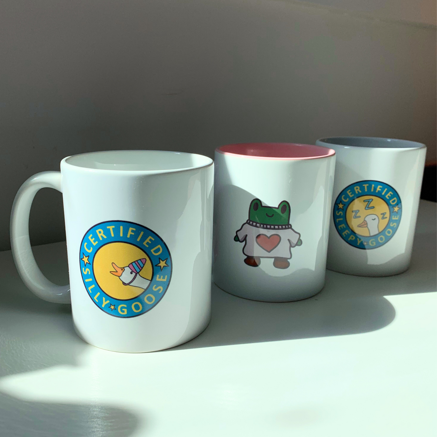 Sleepy and Silly Goose Mugs