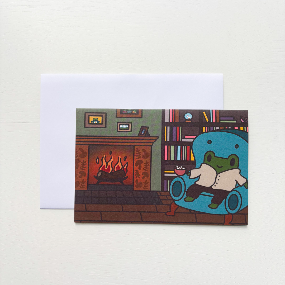 Freg by the Fire Greeting Card