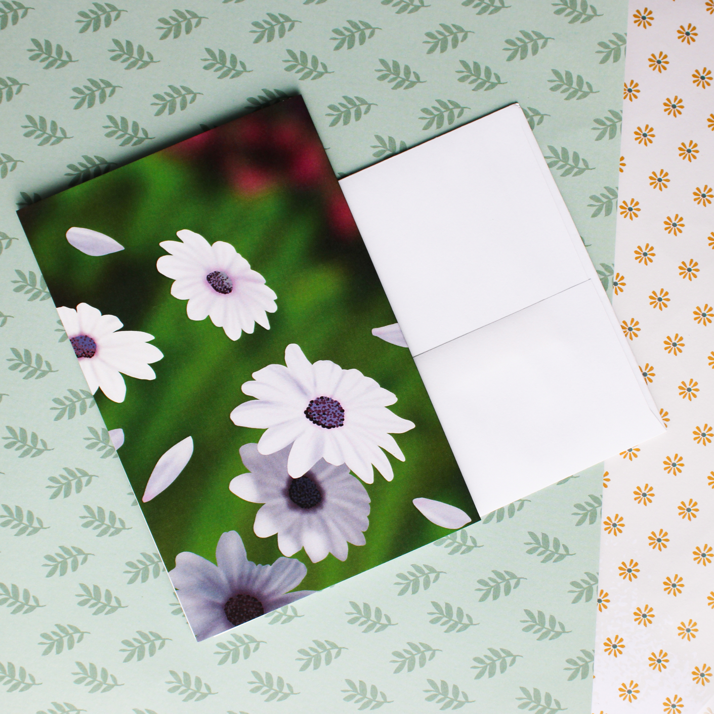 Floating Purple Daisies Greeting Card