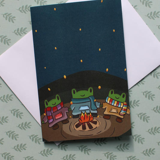 Fregs Around the Fire Greeting Card