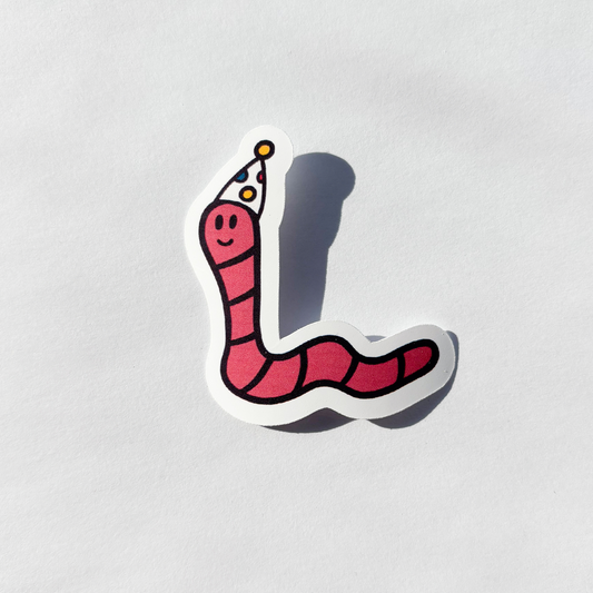 Wormie the Party Worm Sticker