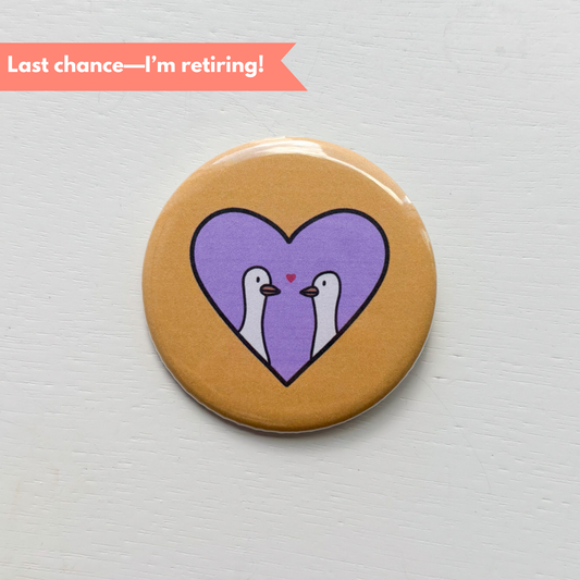 Large Two Ducks in Love Button