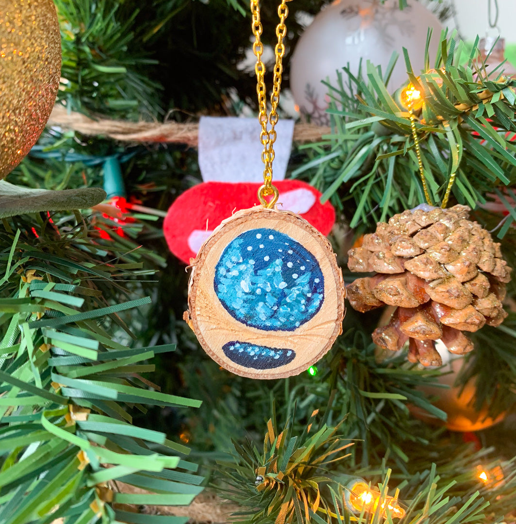 Hand Painted Wooden Ornament - A Winter's Night