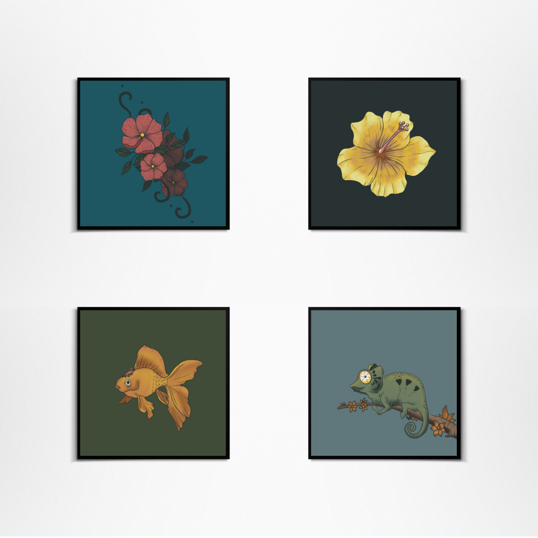 Floating Flowers Mini Art Print